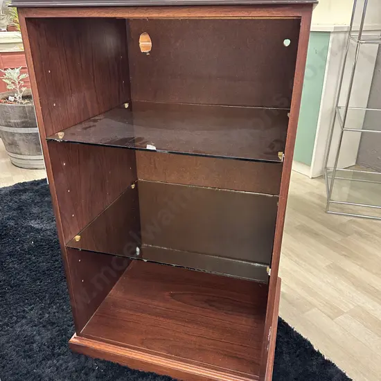 Mahogany Bookcase With 2 Glass Shelves, H100 W60 D50cm