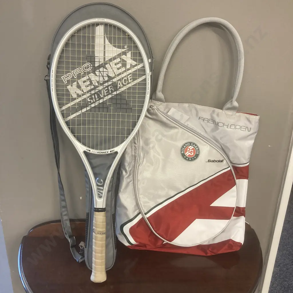 Pro Kennex Silver Ace Tennis Racquet With a  Babolat Roland Garros French Open Tote Bag Image 1++