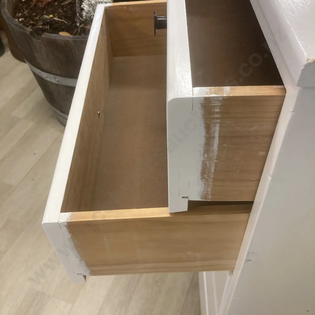 Painted White Rimu 6 Drawer Tallboy, H86 W63 D49cm Image 1++