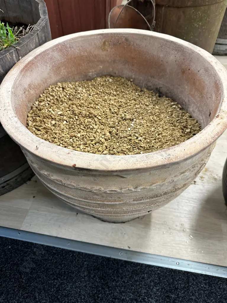 Terracotta Planter With Ribbed Detail, 44 x 47cm Image 1++