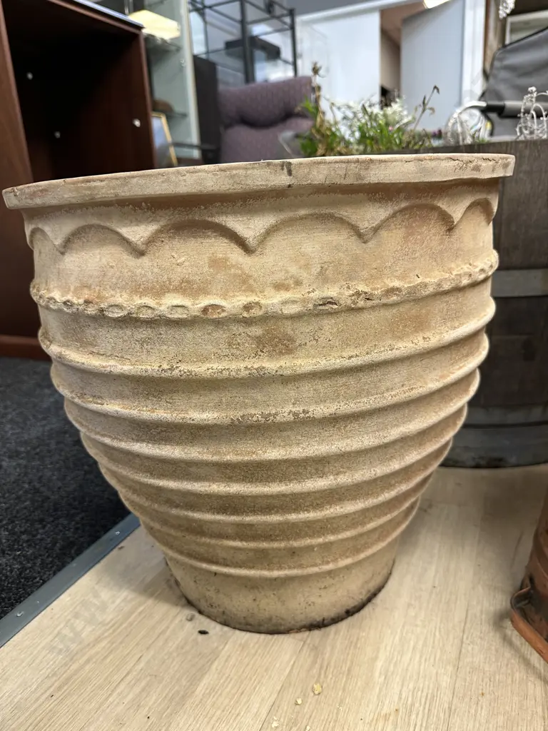 Terracotta Planter With Ribbed Detail, 44 x 47cm Image 1++