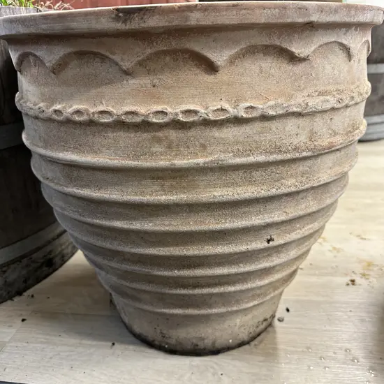 Terracotta Planter With Ribbed Detail, 44 x 47cm