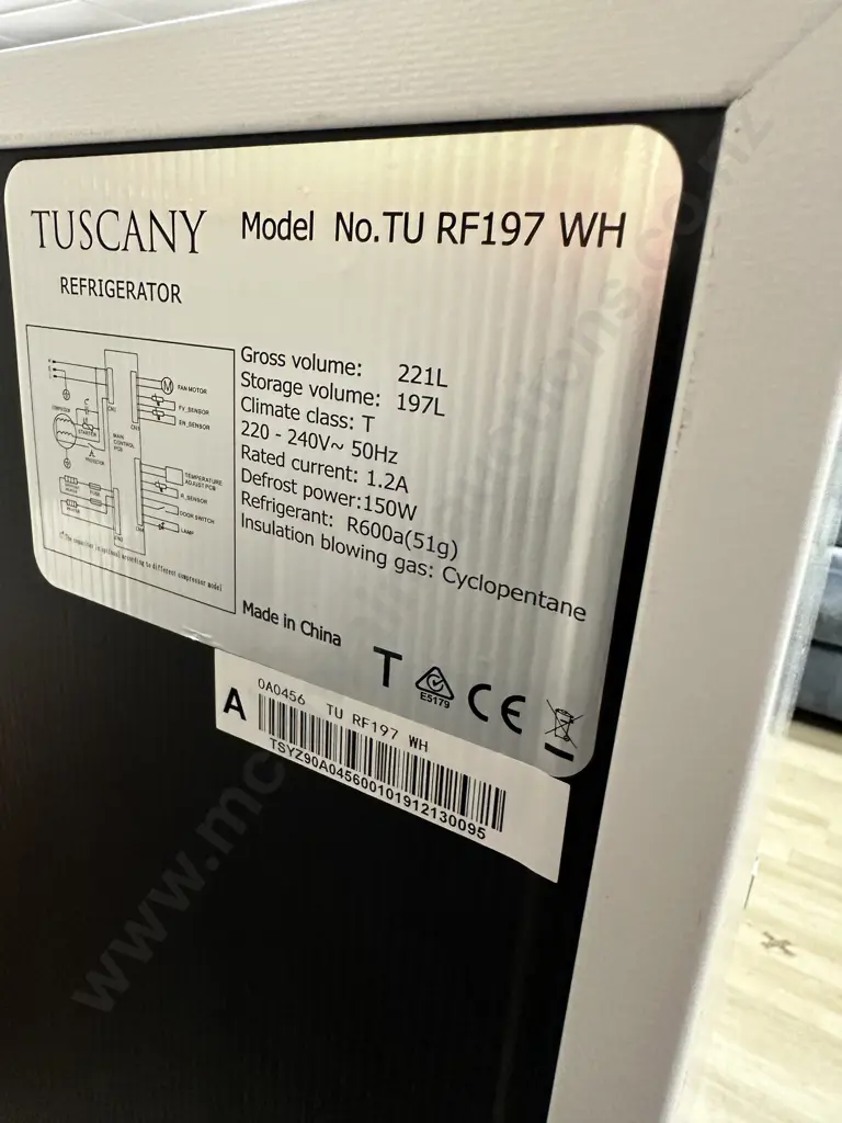 Tuscany 221 Litre Fridge Freezer - Model TU 9F197 WH Image 1++