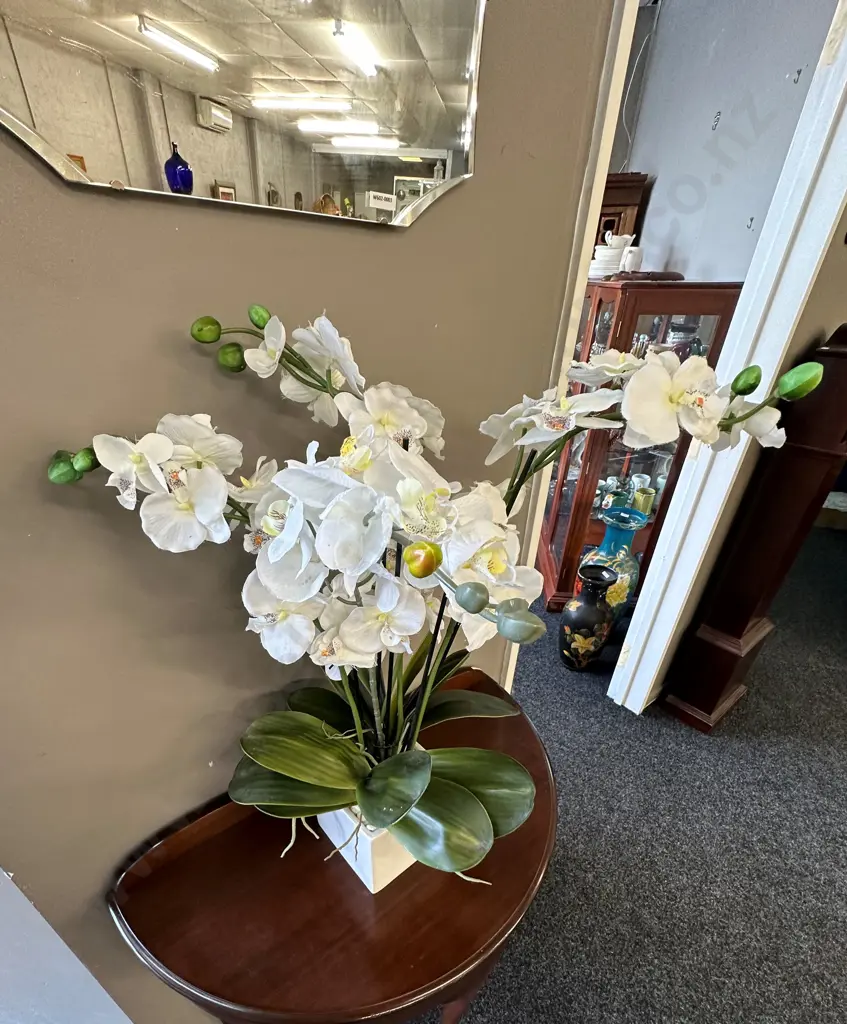 Faux Orchids In Cream Planter H70cm Image 1++