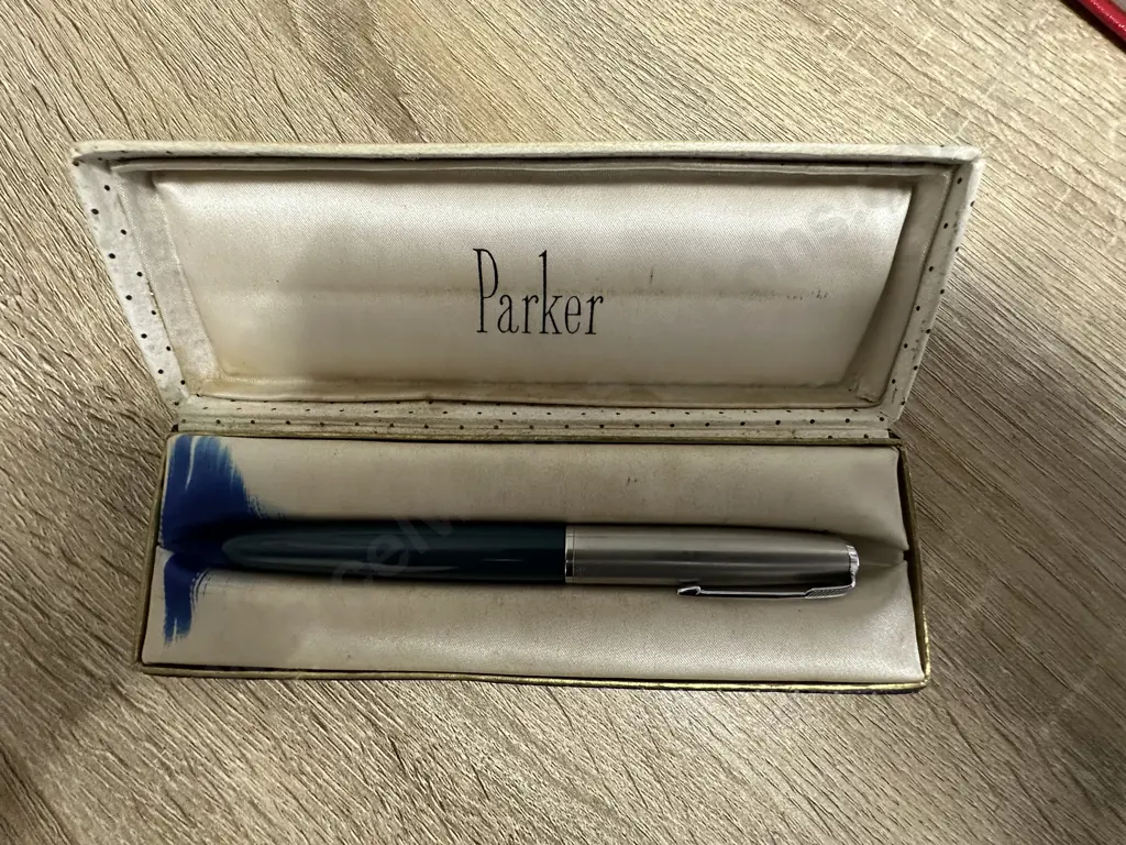 Parker 51 Fountain Pen Teal Blue With Original Case Image 1++