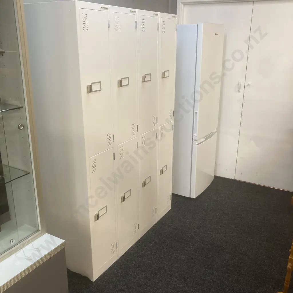 Precision Locker Cabinet 8 Door White Steel, In Really Good Condition, H180 W120 D46cm Image 1++