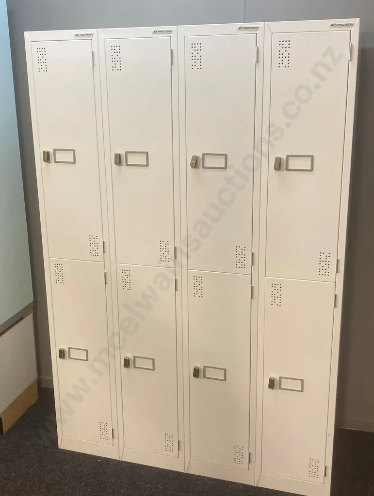 Precision Locker Cabinet 8 Door White Steel, In Really Good Condition, H180 W120 D46cm Image 1++