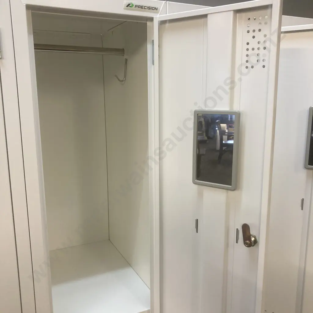 Precision Locker Cabinet 8 Door White Steel, In Really Good Condition, H180 W120 D46cm Image 1++