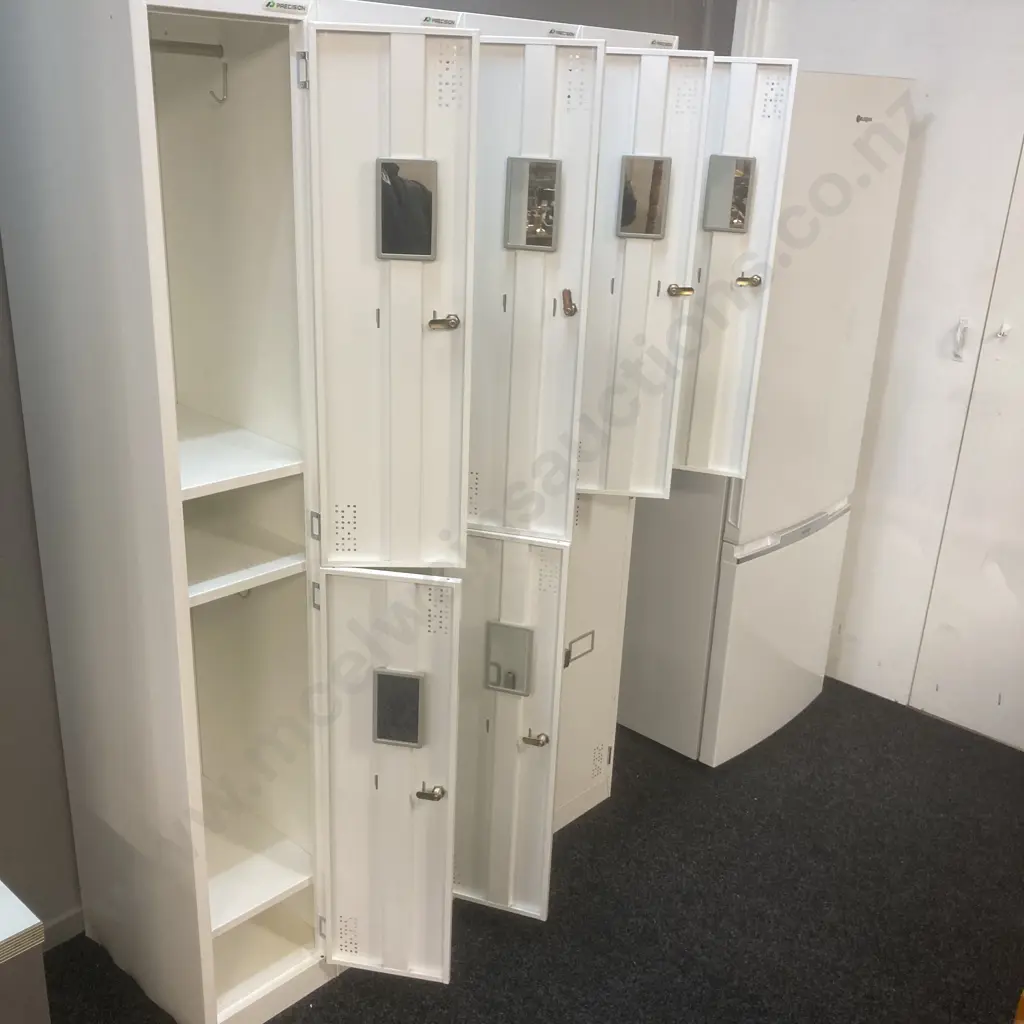 Precision Locker Cabinet 8 Door White Steel, In Really Good Condition, H180 W120 D46cm Image 1++
