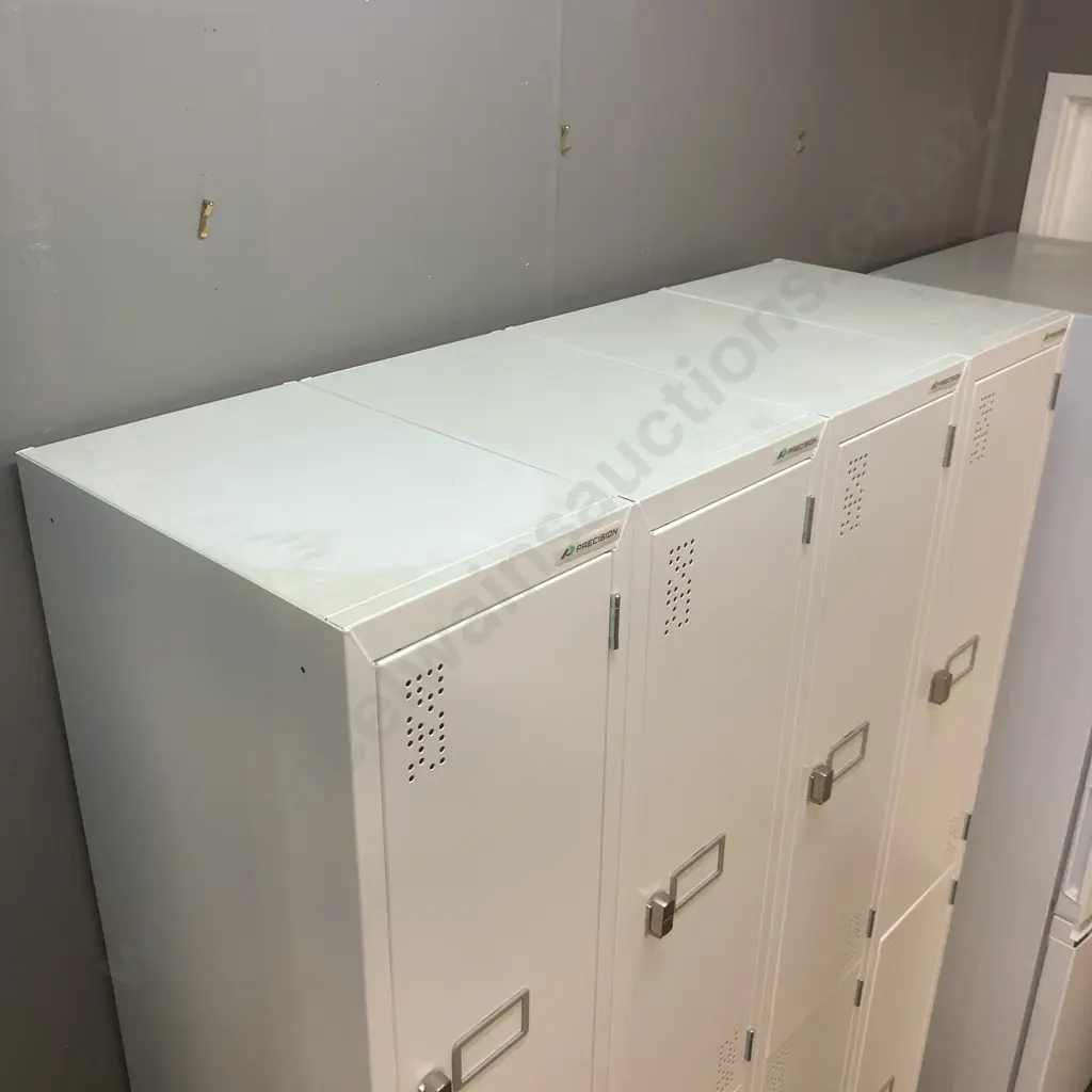 Precision Locker Cabinet 8 Door White Steel, In Really Good Condition, H180 W120 D46cm Image 1++