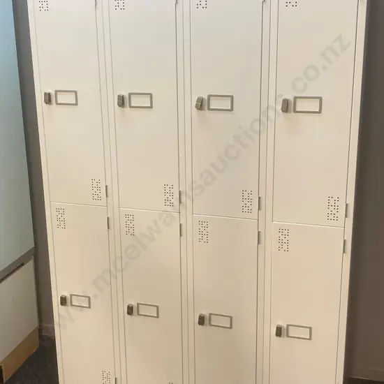 Precision Locker Cabinet 8 Door White Steel, In Really Good Condition, H180 W120 D46cm