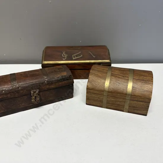 Wooden Jewellery Boxes x3 Brass Detail