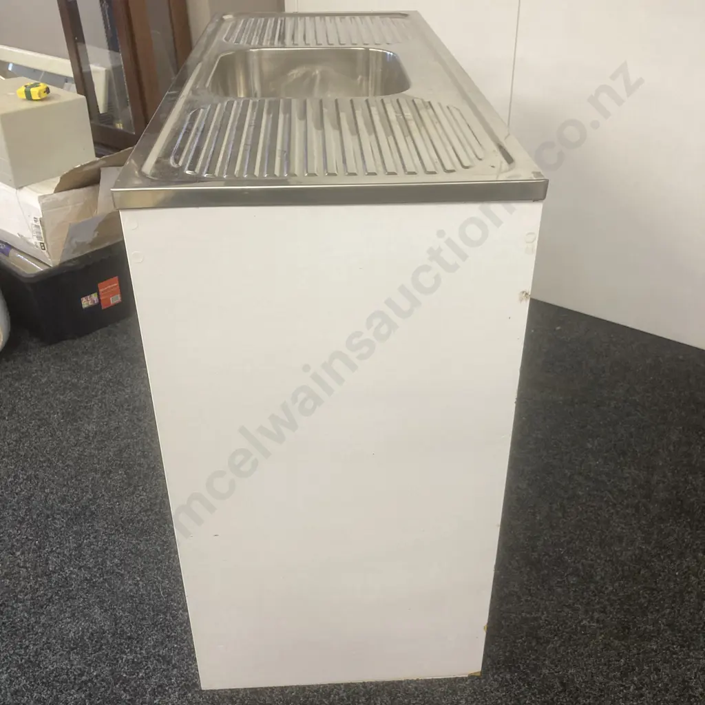 Stainless Sink Bench On Cabinet, H90.5 W118.5 D49cm Image 1++