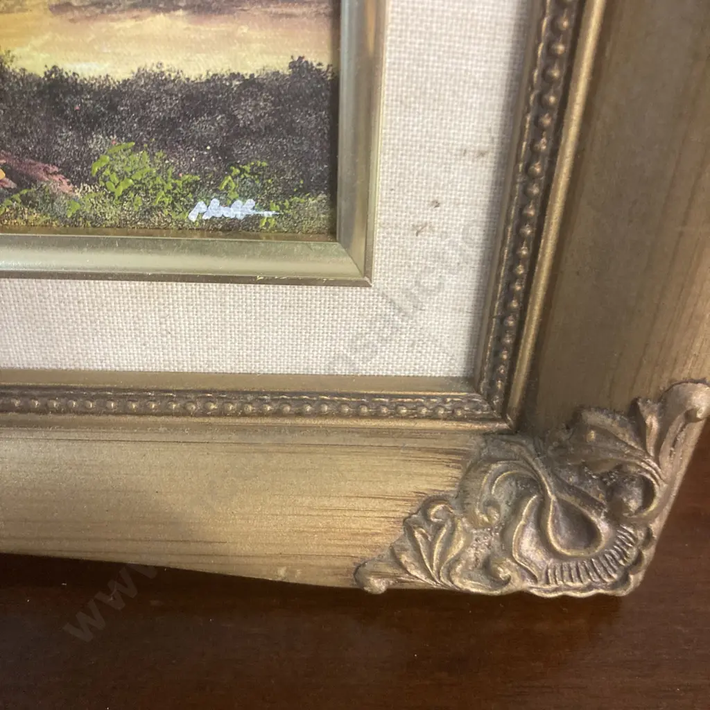 Artwork In Ornate Gilt Wooden Frame, 23 x 28cm Image 1++