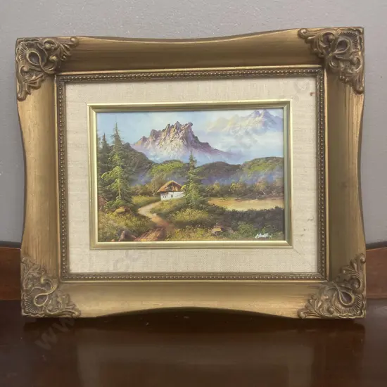 Artwork In Ornate Gilt Wooden Frame, 23 x 28cm