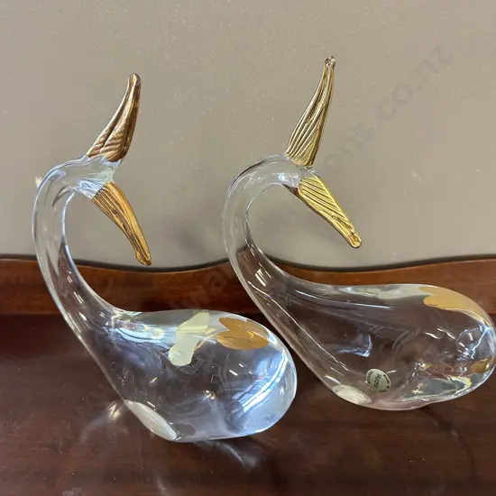 Pair Of Italian Murano Whales