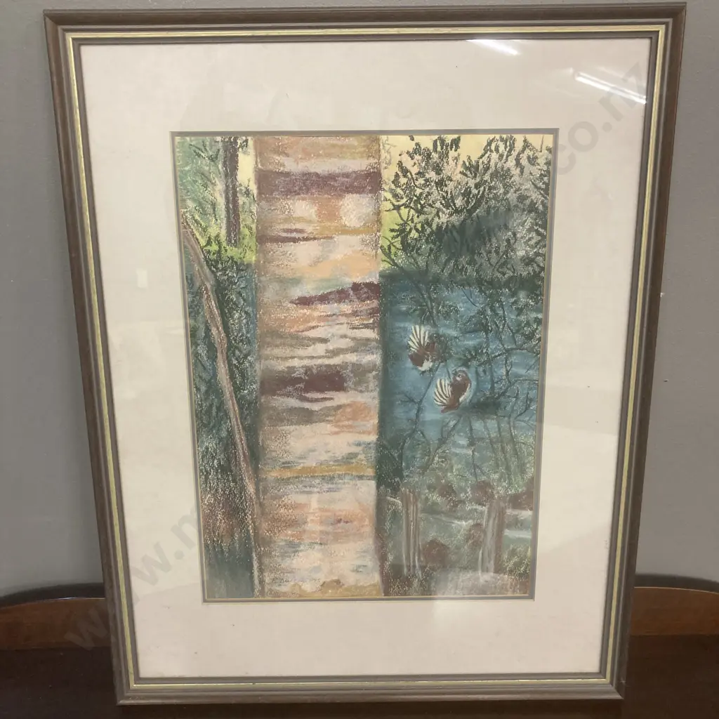 Framed Glazed Artwork of Fantails In The Bush, 52 x 41cm Image 1++