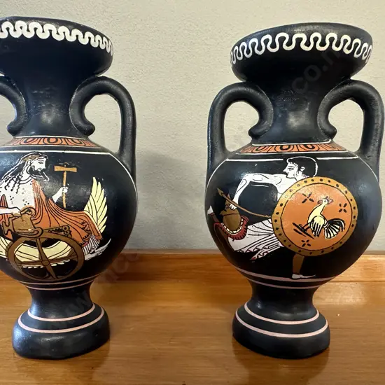 Pair of Greek Double Handled Vases