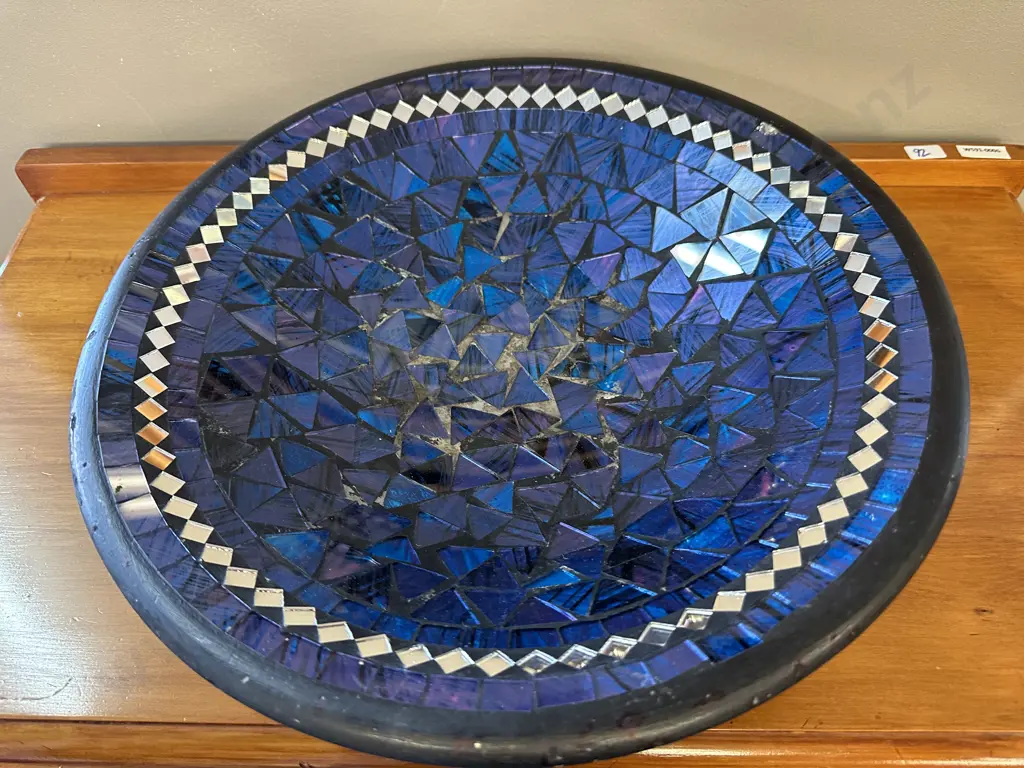Large Mosaic Bowl Blue, Purple & Mirrored Detail Diam37cm. Image 1++