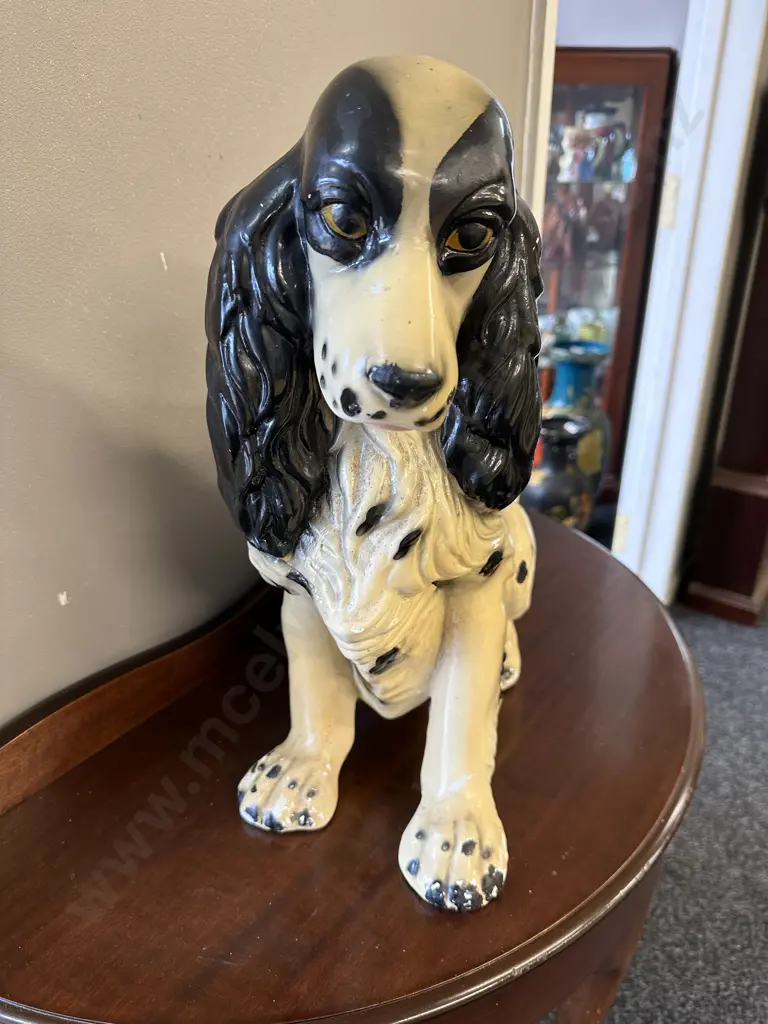 Vintage Seated Ceramic Spaniel H46cm (af) to foot Image 1++