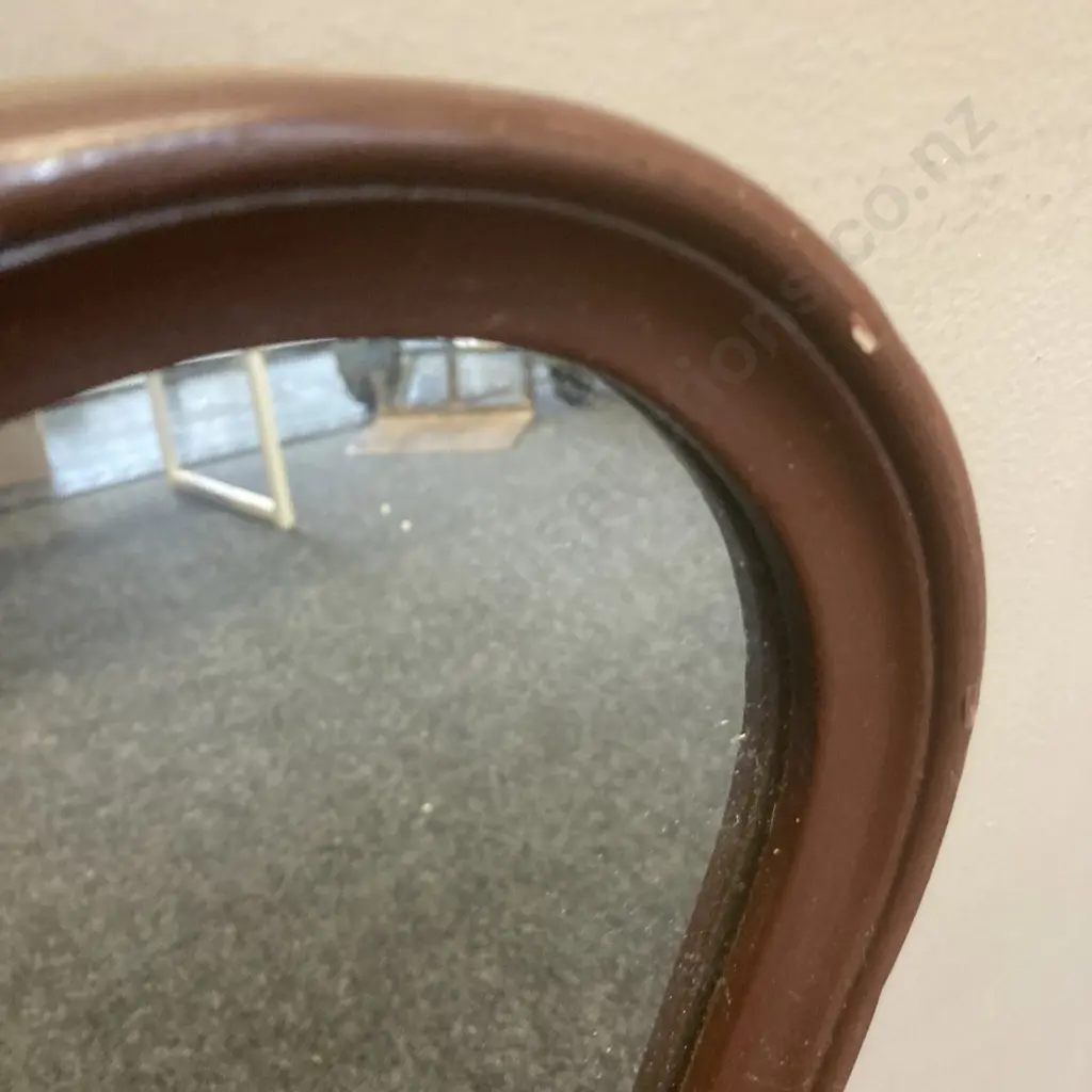 Mahogany Wavey Bevelled Framed Mirror, Vintage Copper Sealed, 77 x 48cm Image 1++