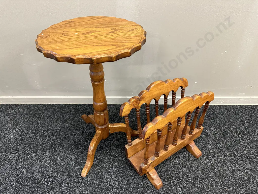 Vintage Colonial Style Magazine Rack & Oak Wine Rack Image 1++