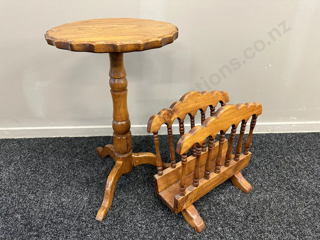 Vintage Colonial Style Magazine Rack & Oak Wine Rack Image 1++