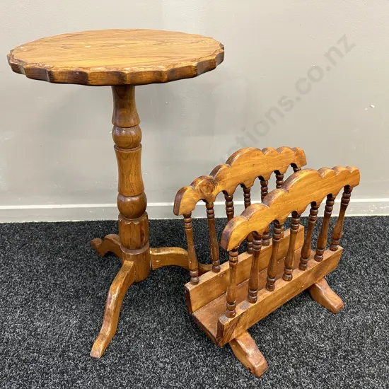 Vintage Colonial Style Magazine Rack & Oak Wine Rack