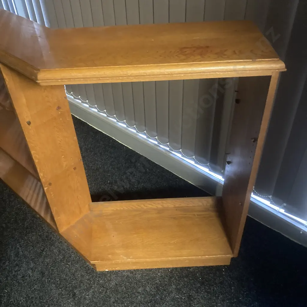 Oak Bookcase With RHS Dog Leg, H96.5 Int 184 x 19.5 64 x 29.5, Ext 207 x 19.5 62 x 29.5cm, 6 x Adjustable Oak Shelves Image 1++