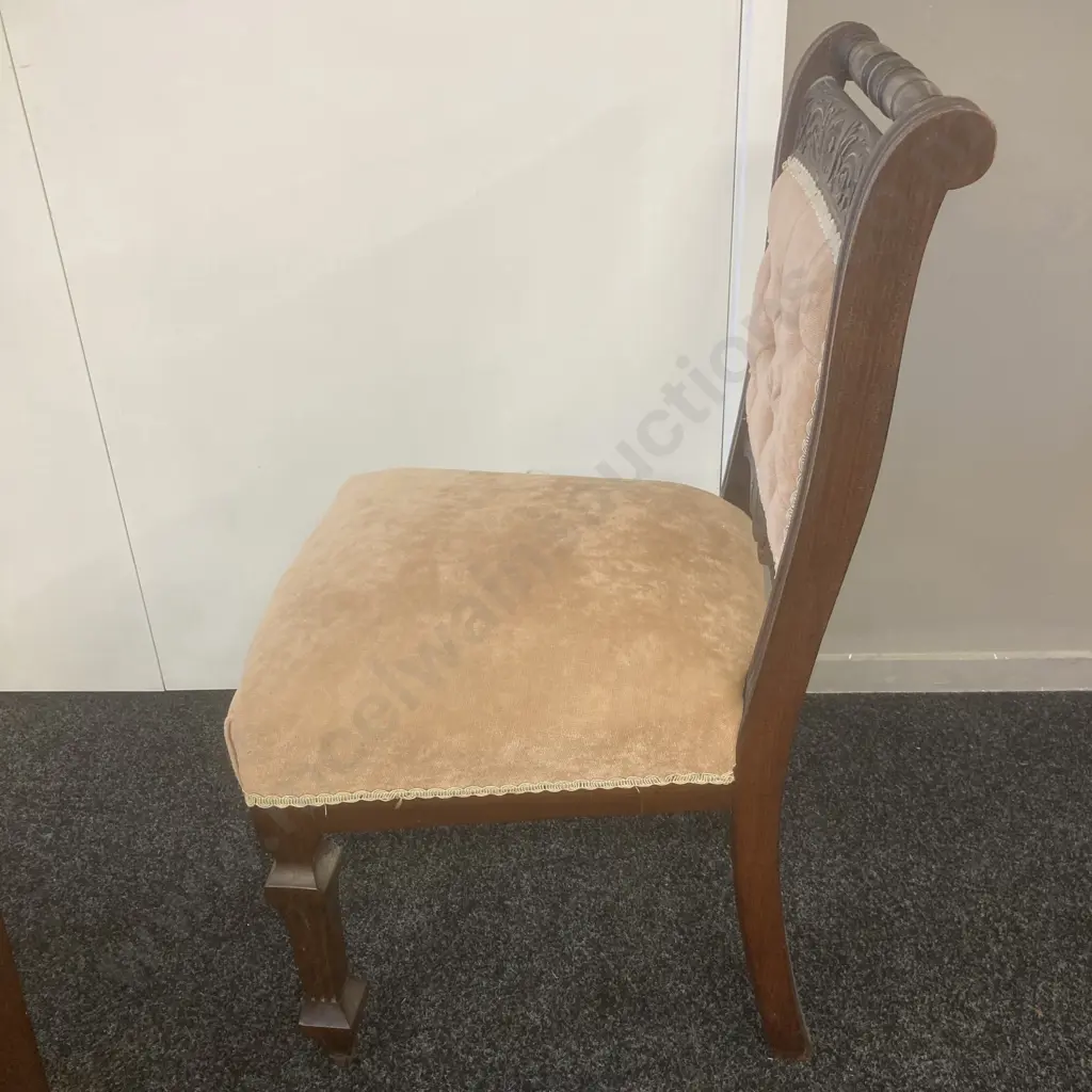 Pair of Antique Dining Chairs With Original Metal Castors Image 1++