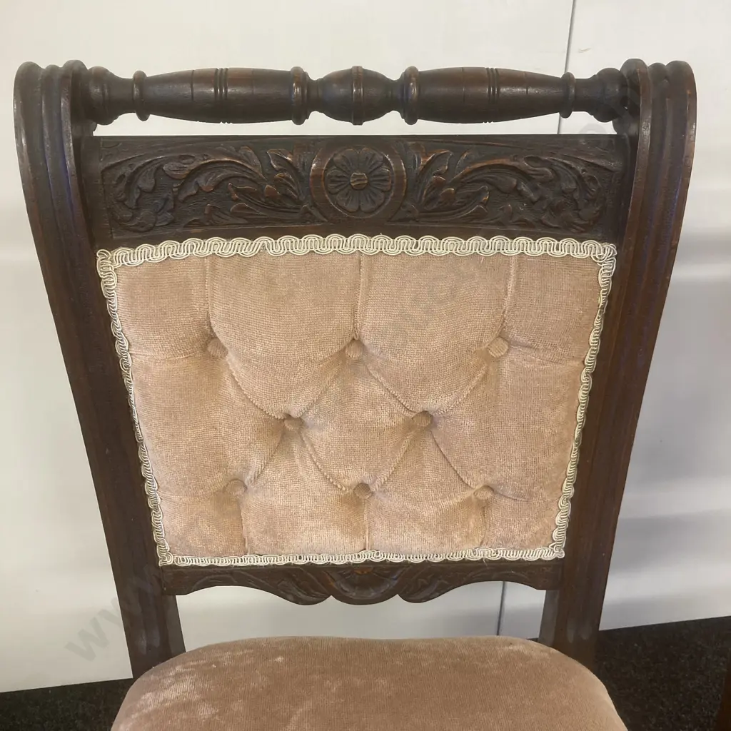 Pair of Antique Dining Chairs With Original Metal Castors Image 1++