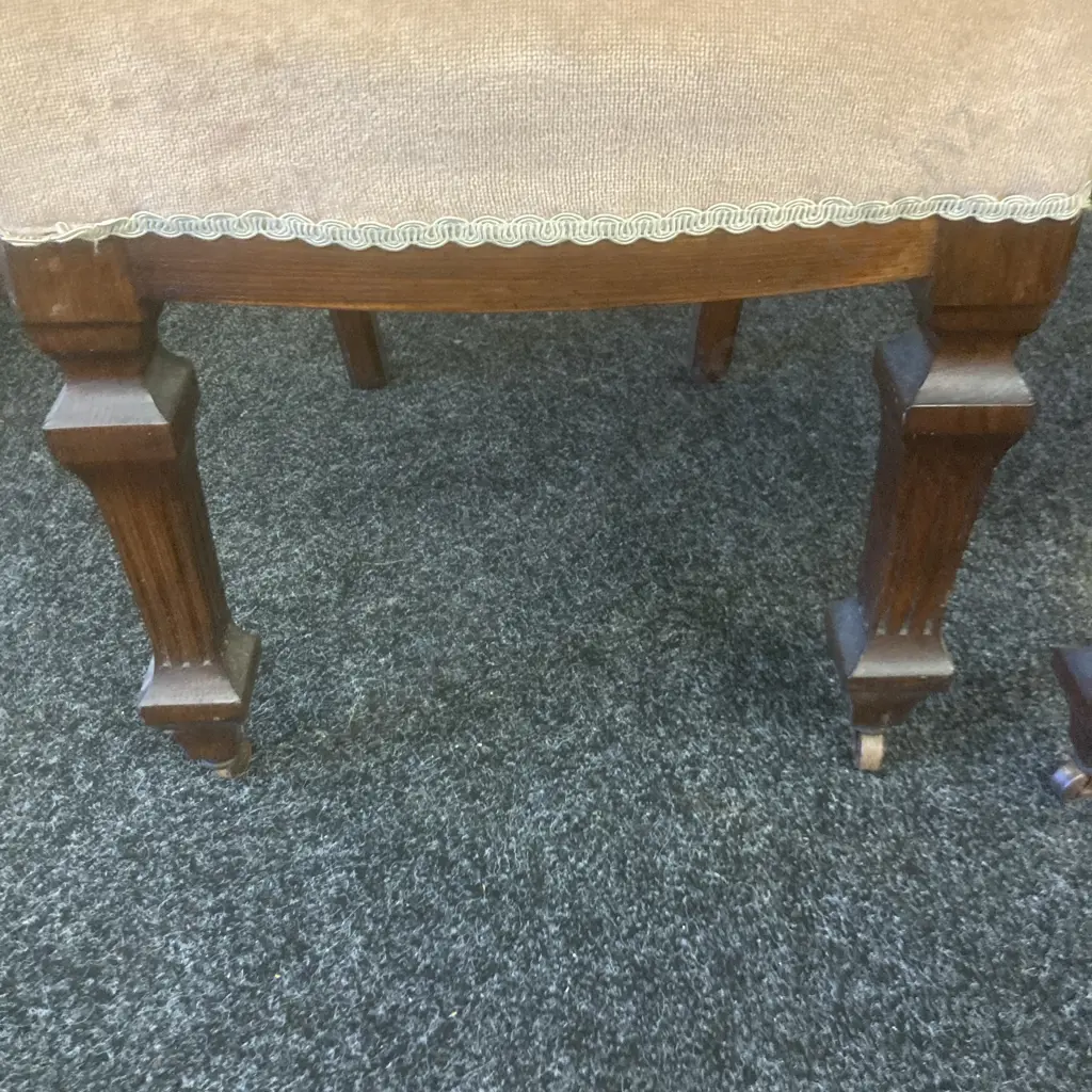 Pair of Antique Dining Chairs With Original Metal Castors Image 1++