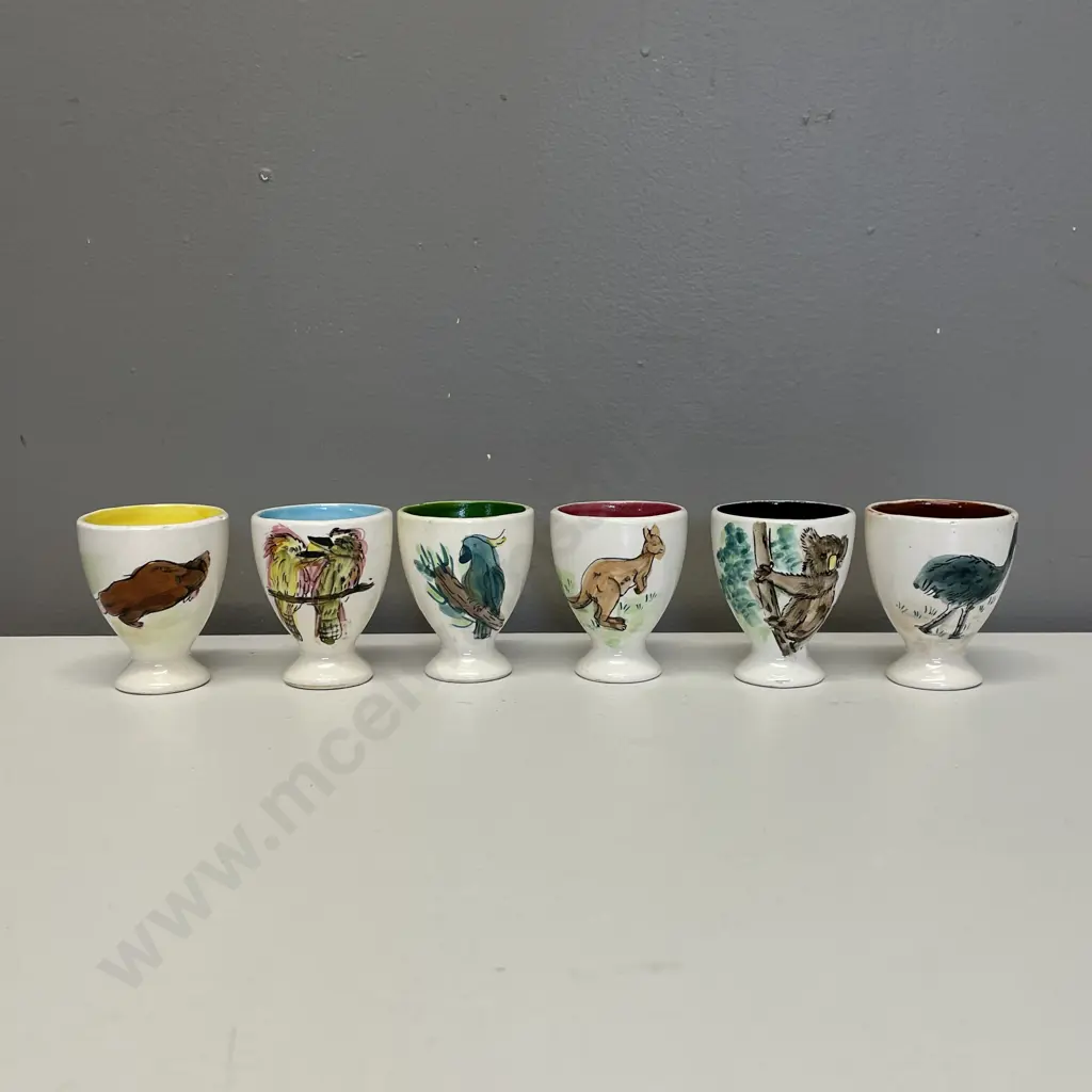 Set of 6 Handpainted Australian themed Egg Cups Image 1++