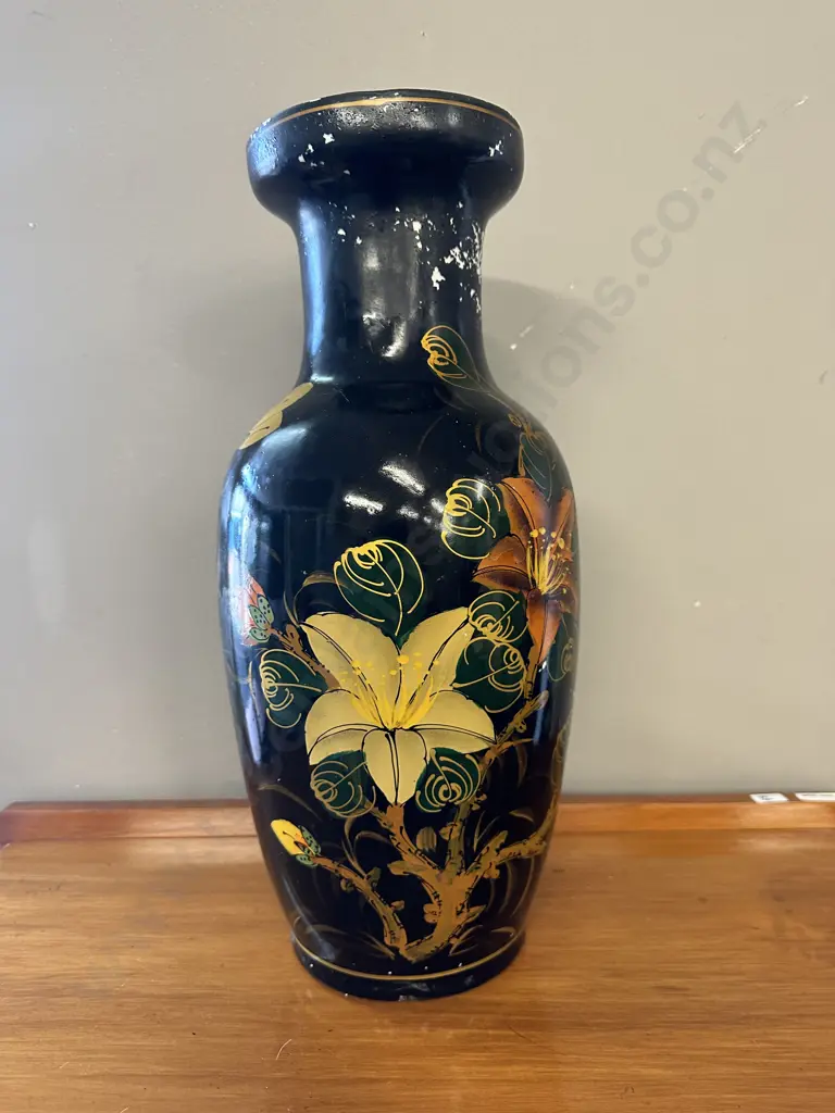 Large Antique Hand Painted Vase, H45cm (Vintage Condition) Image 1++