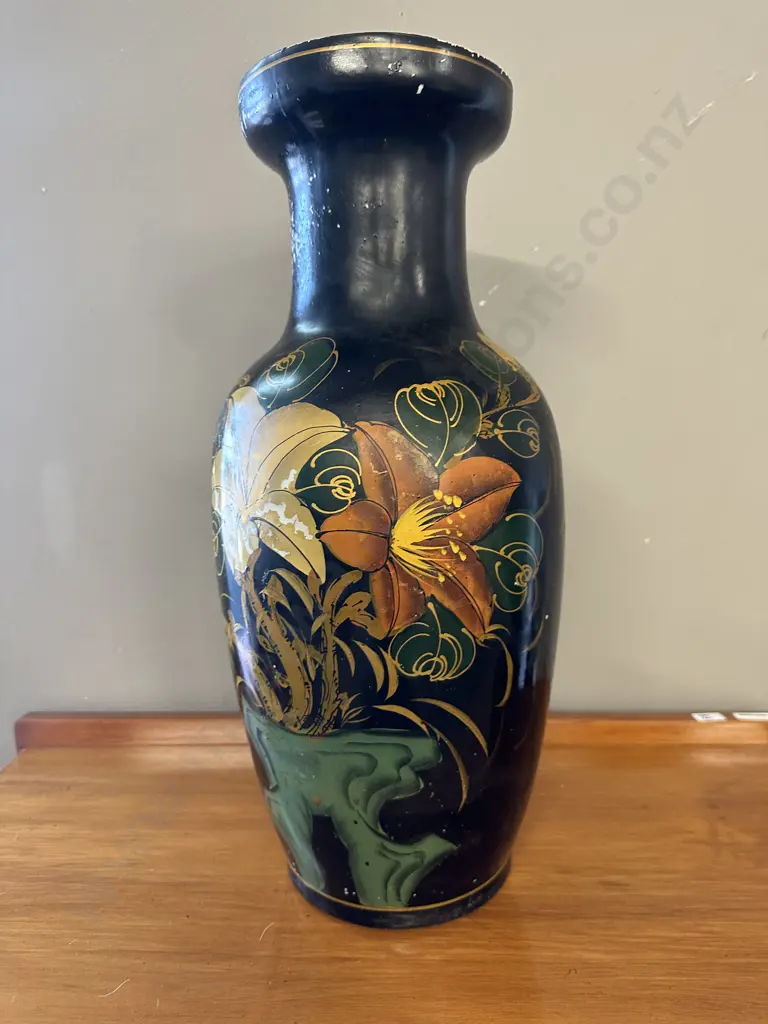Large Antique Hand Painted Vase, H45cm (Vintage Condition) Image 1++