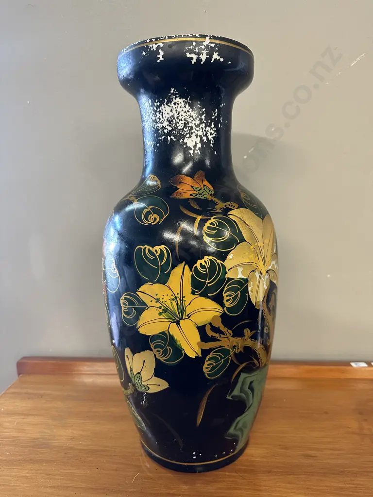 Large Antique Hand Painted Vase, H45cm (Vintage Condition) Image 1++