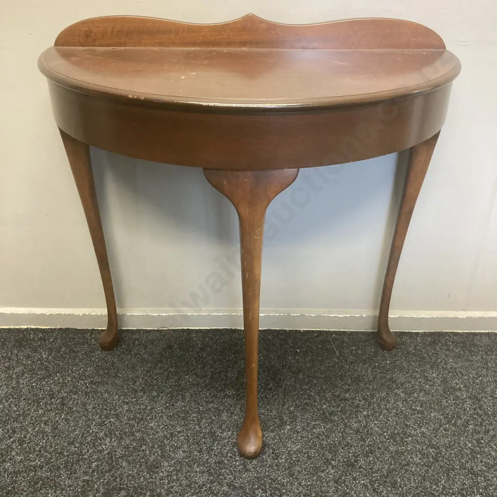 Queen Anne 1/2 Round Mahogany Hall Table, H77 W78 D38cm Image 1++