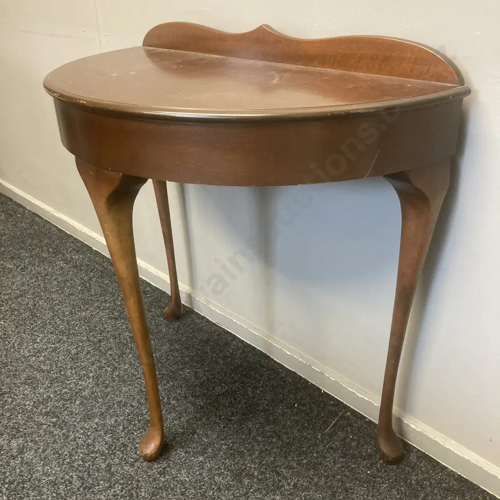 Queen Anne 1/2 Round Mahogany Hall Table, H77 W78 D38cm Image 1++