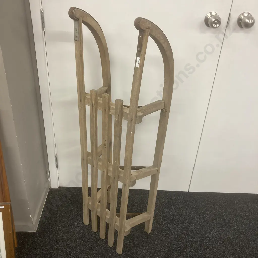 Antique Swiss Davos Bentwood Sled / Toboggan, Iron & Hickory? 112 x 34cm Image 1++