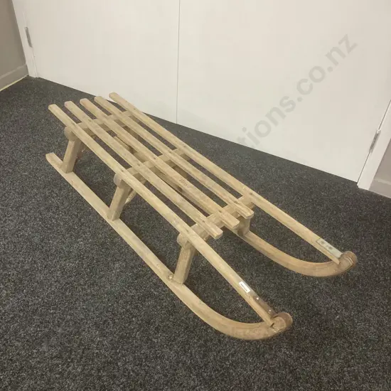 Antique Swiss Davos Bentwood Sled / Toboggan, Iron & Hickory? 112 x 34cm