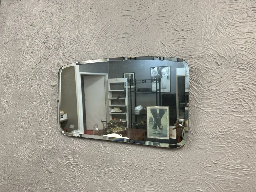 Retro Mirror Bevelled Edge Curved Top, 32 x 56cm Image 1++