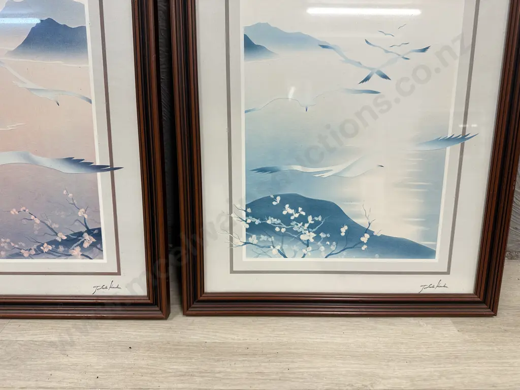 Pair of Framed Glazed Prints of Birds, Signed, 55 x 45cm Image 1++