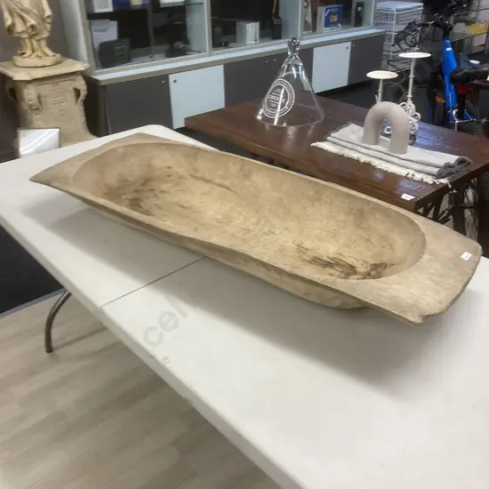 Antique Large Wooden European Dough Bowl, 110 x 39cm