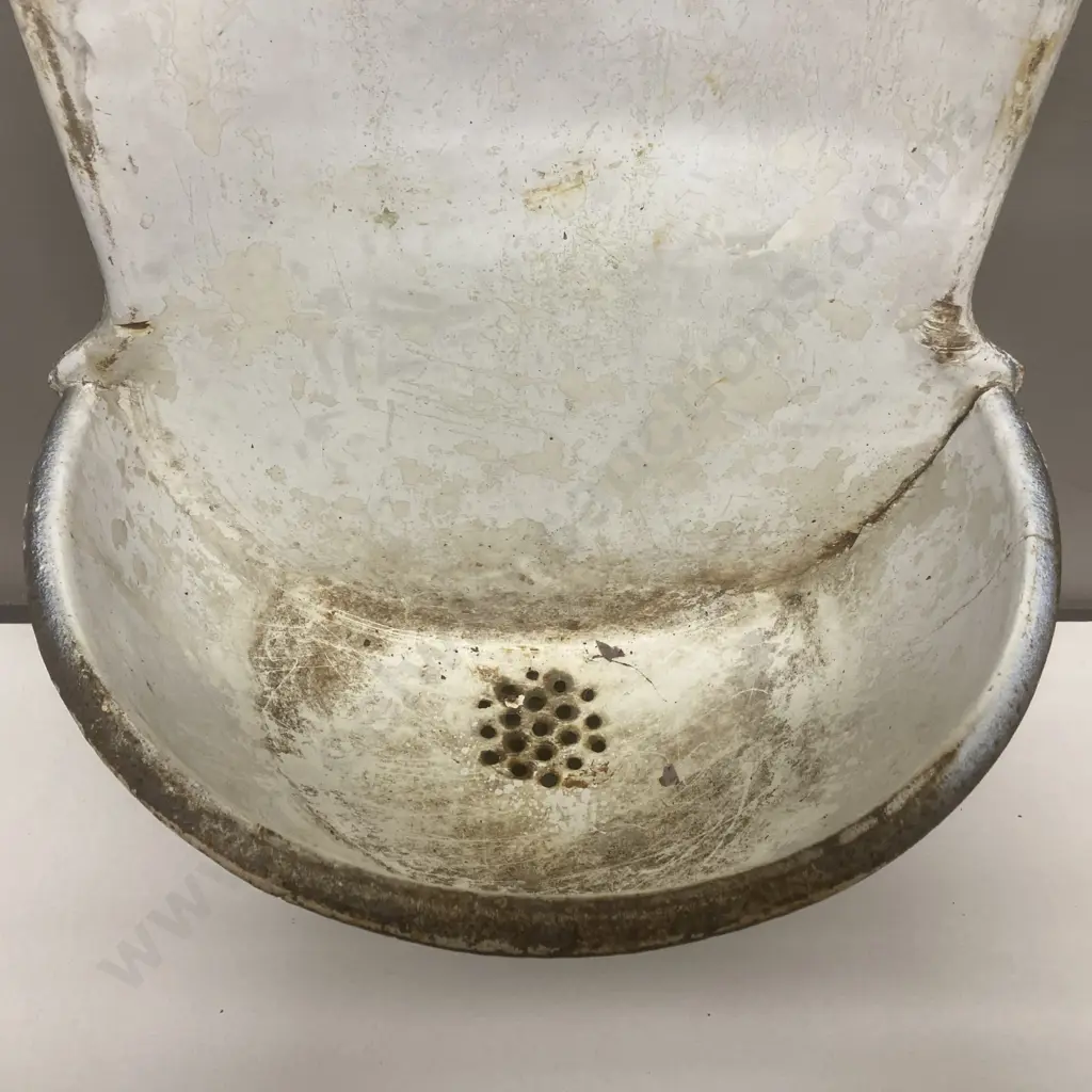Antique Ornate Austrian Single Spout Wall Fountain, Original White Enamel With Rusty Accents. H73 W45 D25cm Image 1++