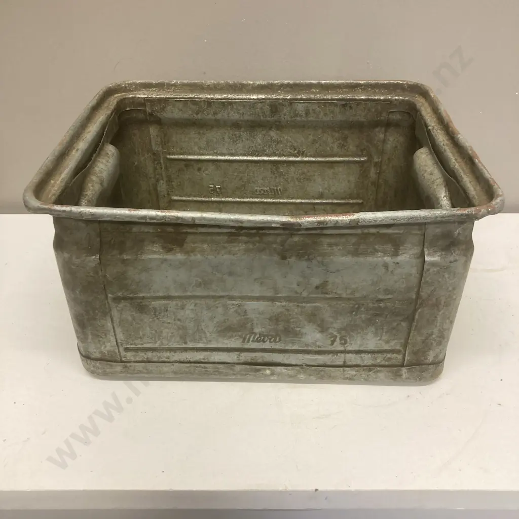 Vintage Metal Industrial Storage Bin, H22 W43 D35cm Image 1++