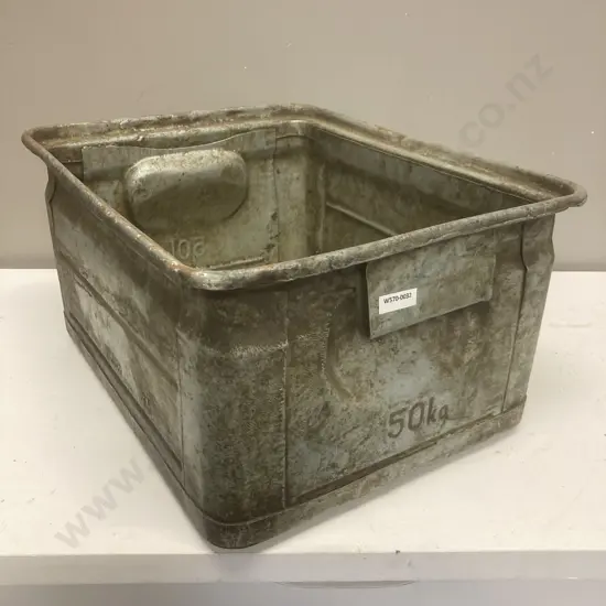 Vintage Metal Industrial Storage Bin, H22 W43 D35cm
