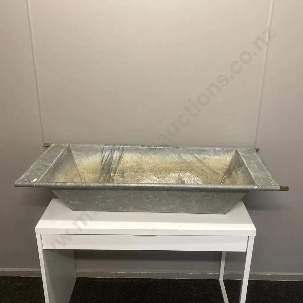 Vintage Zinc Water Trough, Circa 1940s, H22 W114 D48cm Image 1++