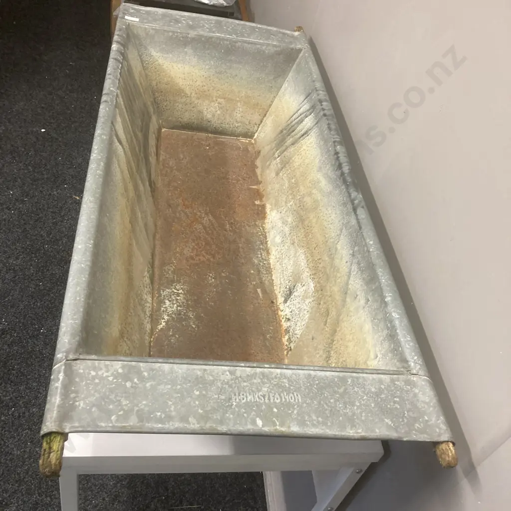Vintage Zinc Water Trough, Circa 1940s, H22 W114 D48cm Image 1++