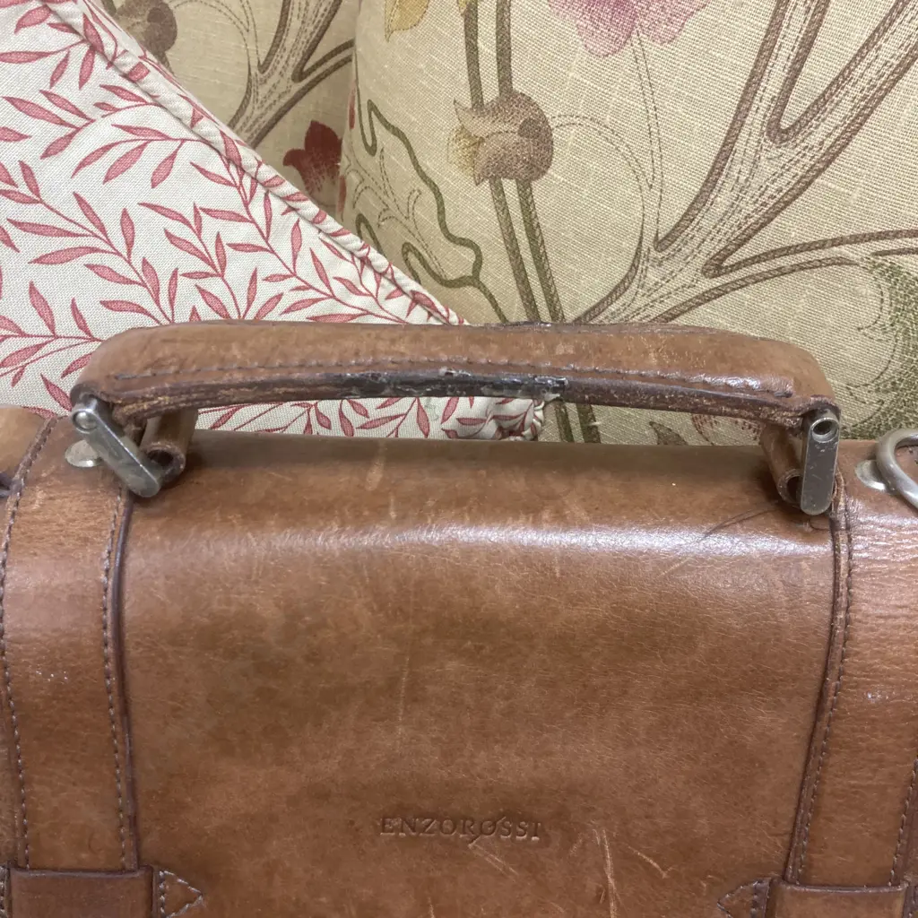 Vintage Enzo Rossi Buckled Flap Over Briefcase in Italian Leather (As Found Condition) Image 1++
