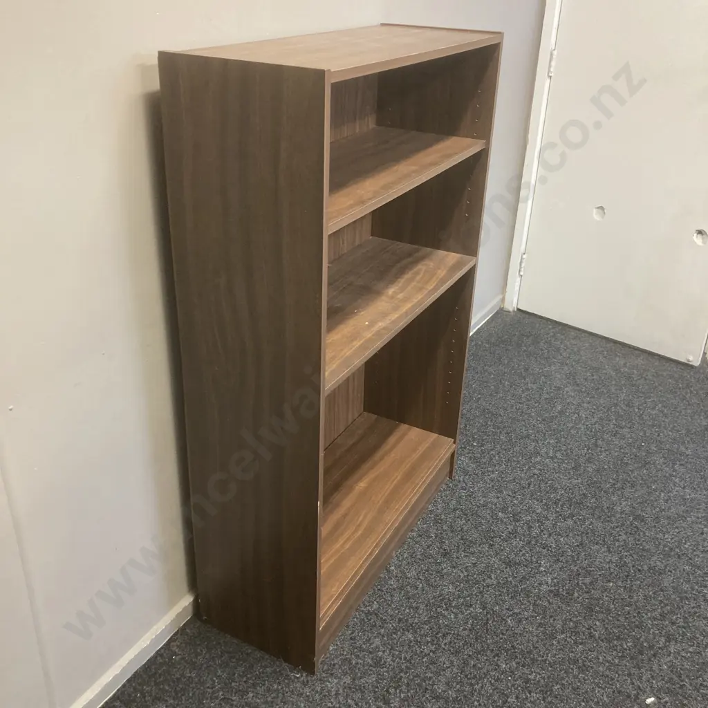 Brown Wood Effect Bookcase, 3 Adjustable Shelves, H120 W80 D30cm Image 1++